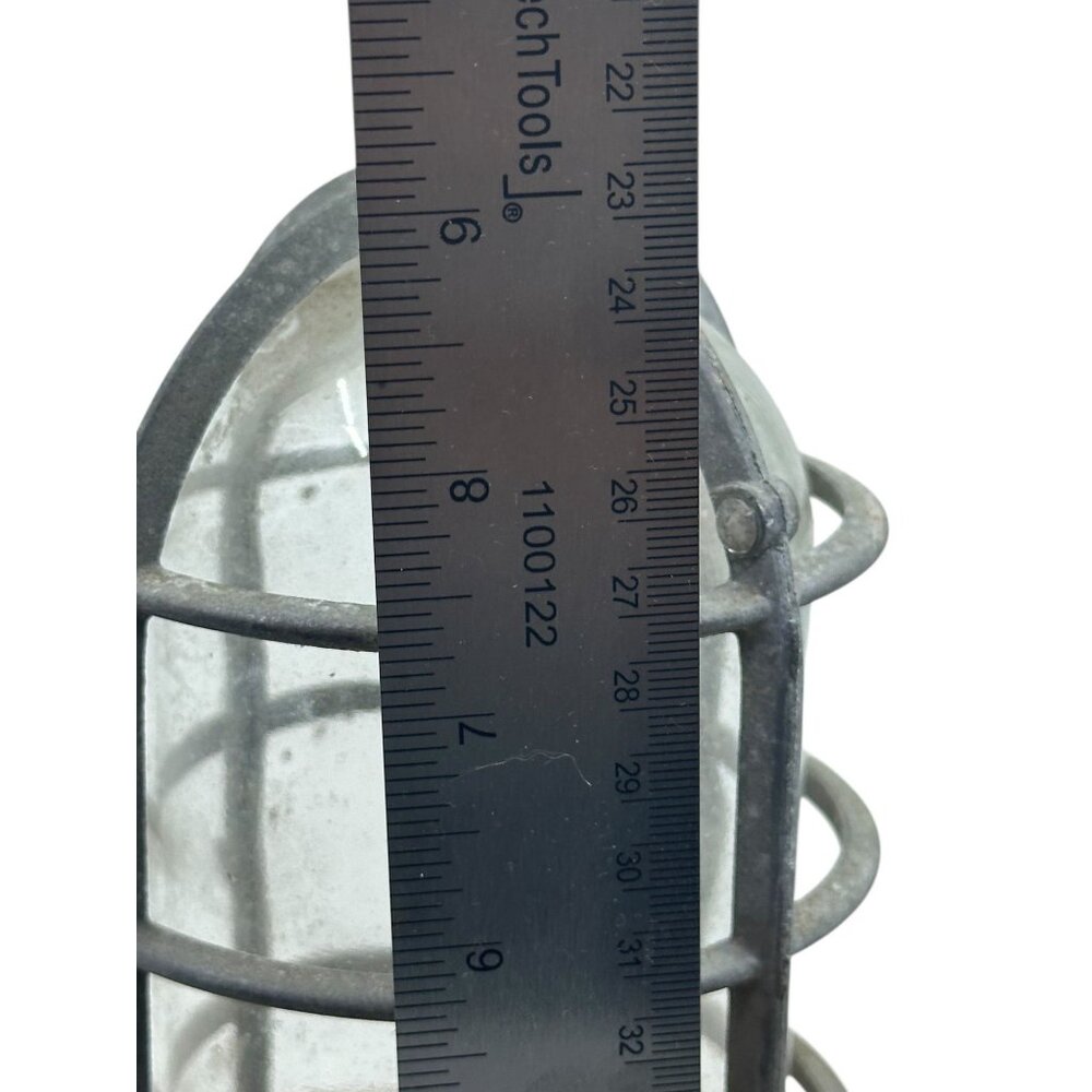 Keene Stonco Industrial Cage Light Fixture Glass Cover Vintage Union NJ USA - Picture 2 of 8